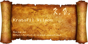 Kratofil Vilmos névjegykártya